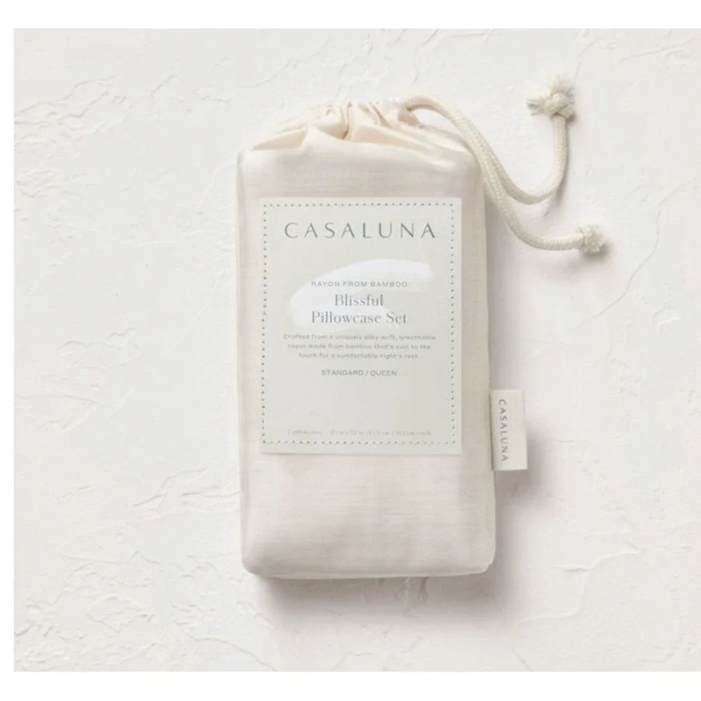 Casaluna King Size 400 Thread Count Rayon from Bamboo Pillowcases Natural Cream